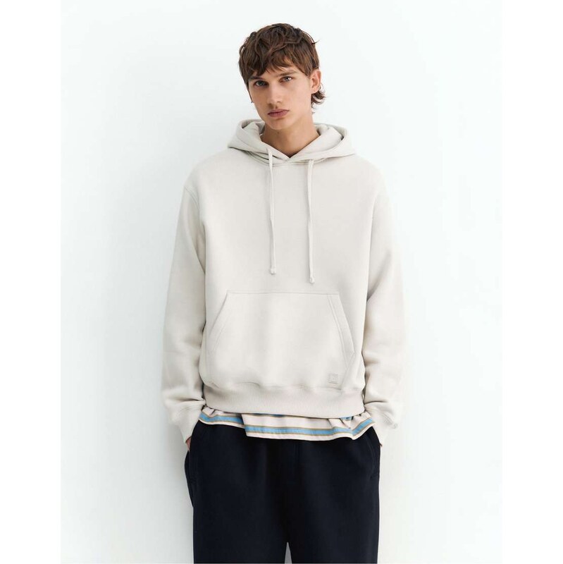 Pull&Bear Basic hooded sweatshirt in ash-Grey