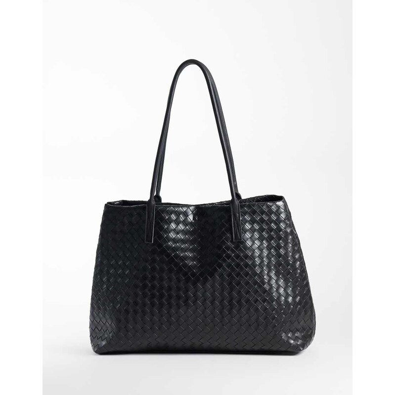 PASQ large woven tote in black