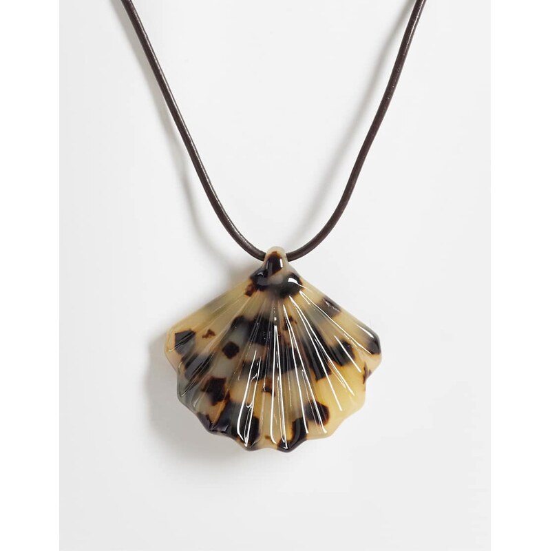 ARKET resin shell pendant necklace in black