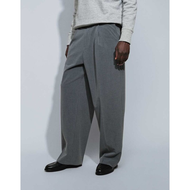 Weekday oversized tailored trousers in grey pinstripe