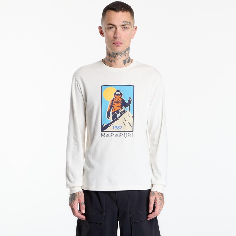 Tričko Napapijri S-Tee Long-Sleeve White Whisper XL