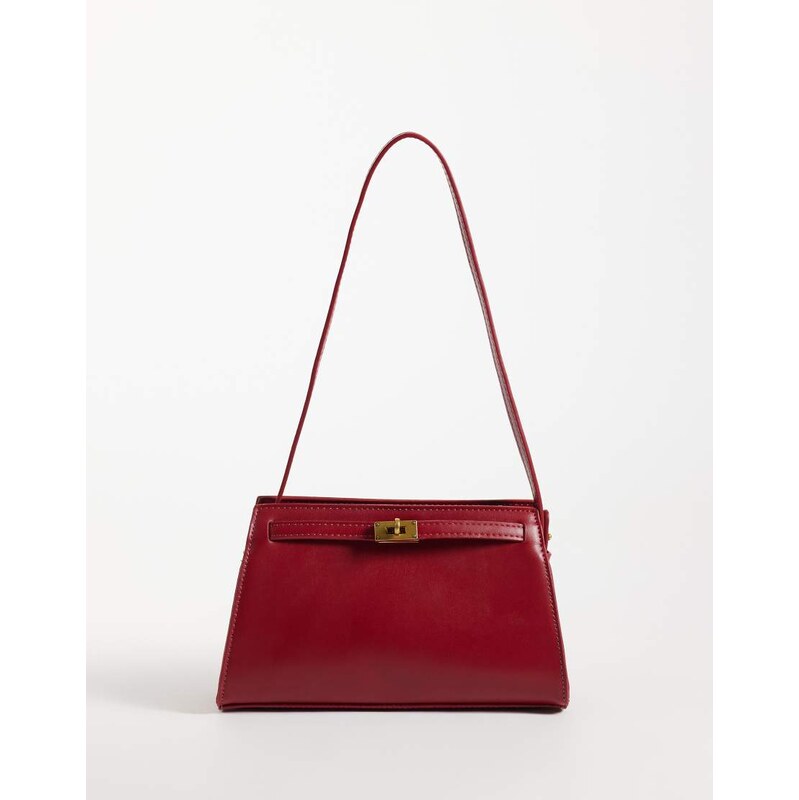 ASOS DESIGN lock detail shoulder bag in red