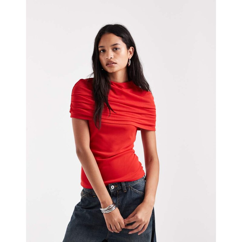 Vero Moda cape detail top in red