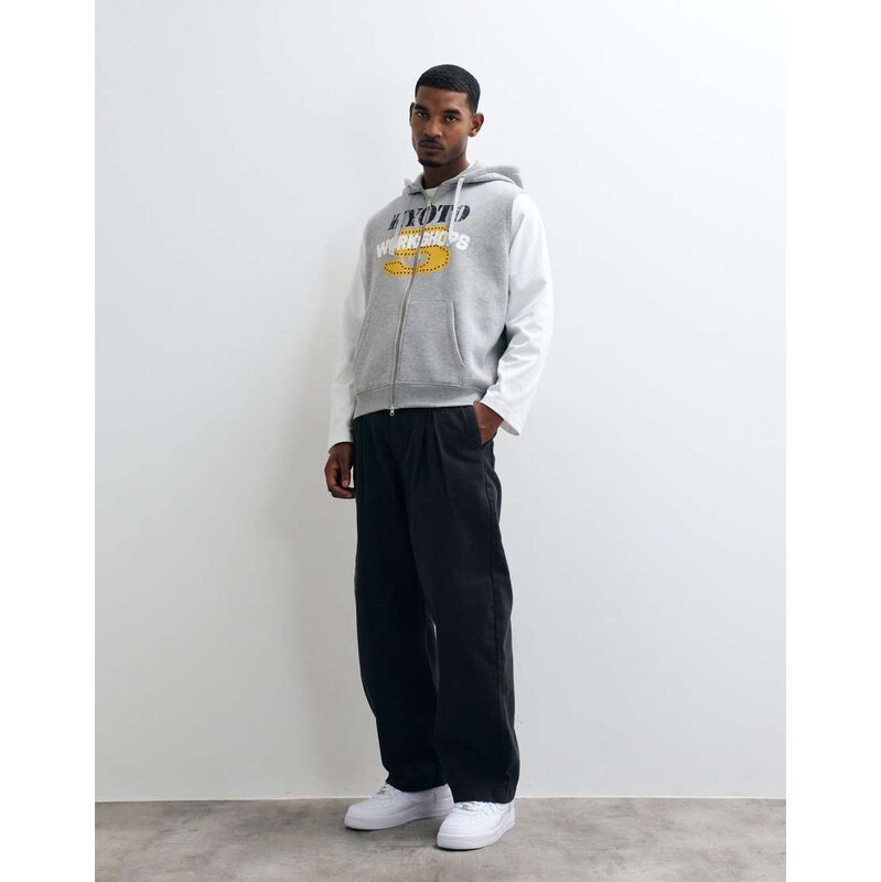ASOS DESIGN relxed sleeveless zip through hood with crackle pain