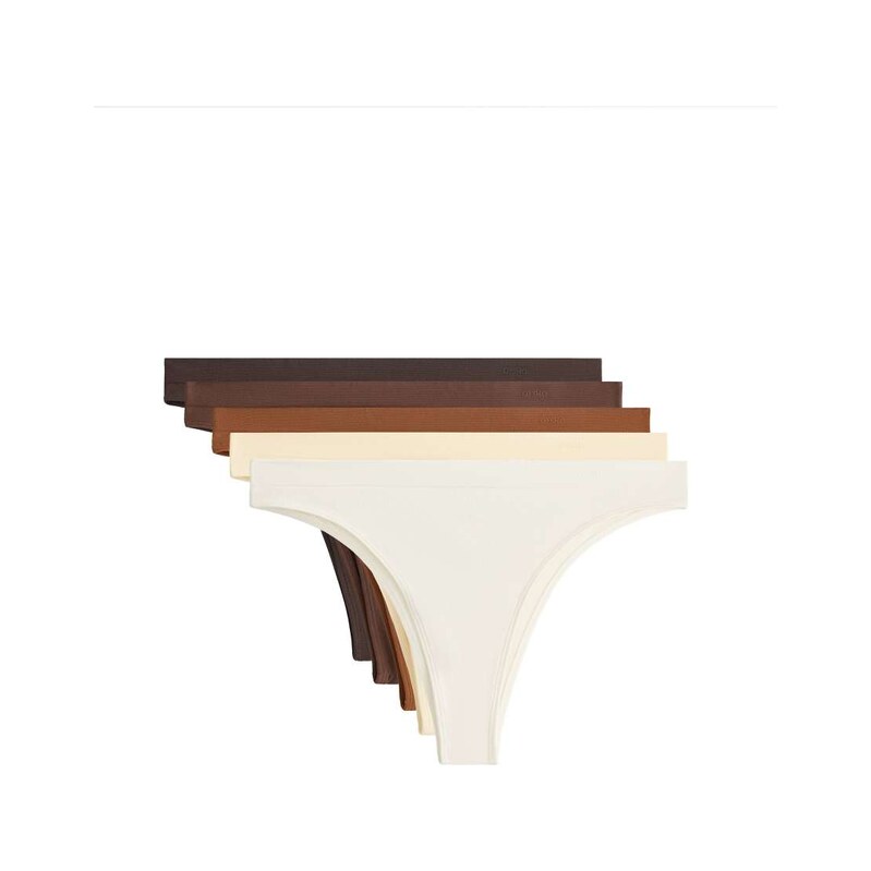 OYSHO 5 polyamide-blend seamless brazilian briefs in cocoa-Brown