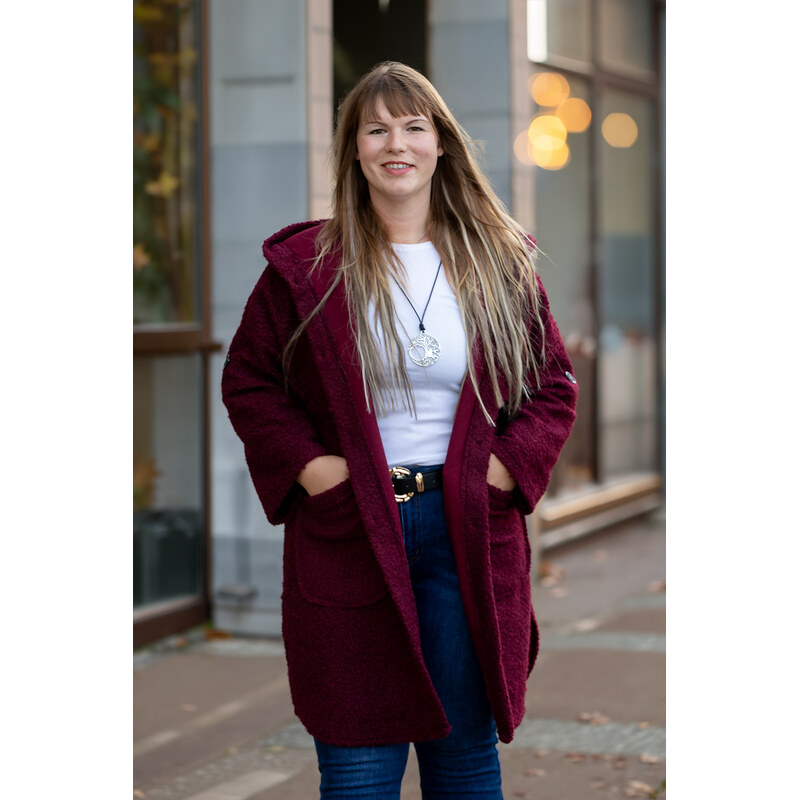 Italy fashion Přechodový kabát LARISA Barva: Vínová, Velikost: