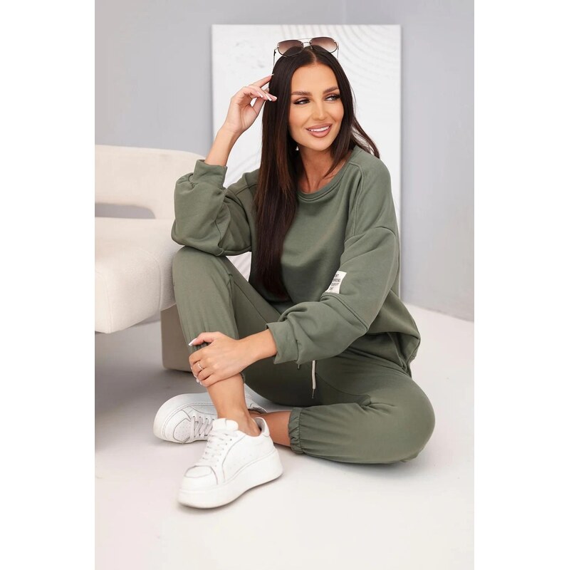 MladaModa Bavlněná tepláková souprava model 7065-1 barva khaki