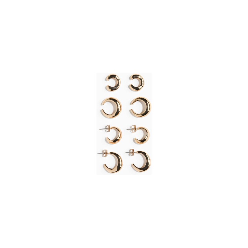 H&M - 4 pairs earrings and ear cuffs - Gold-Coloured