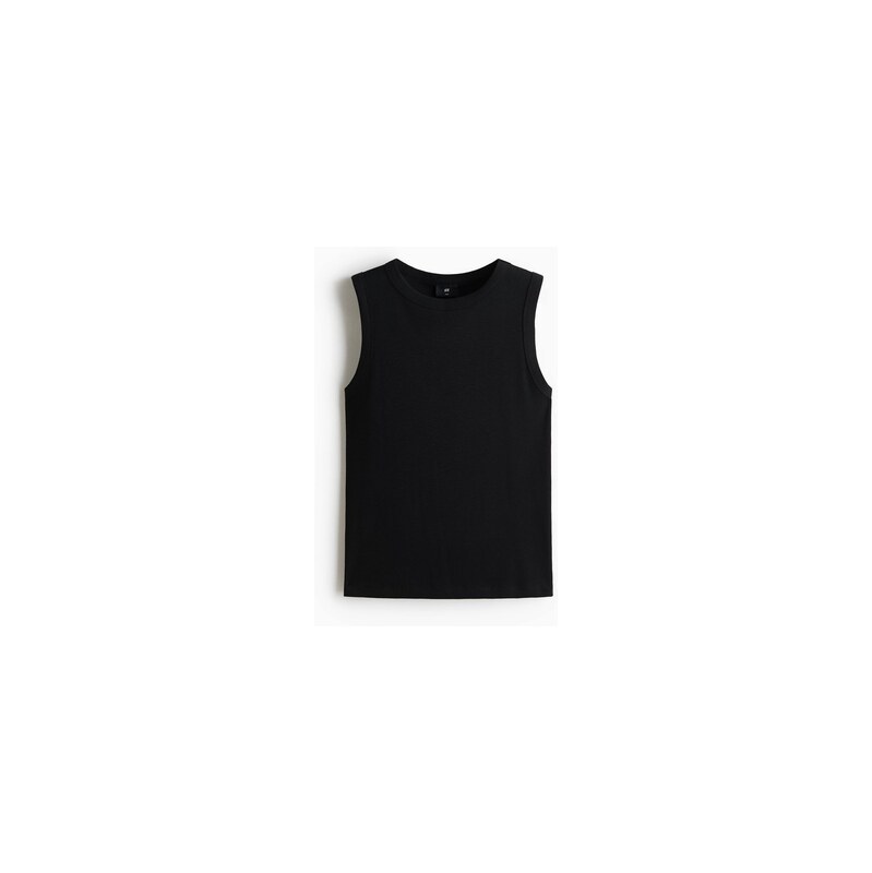 H&M - Žebrované tílko Slim Fit - Černá