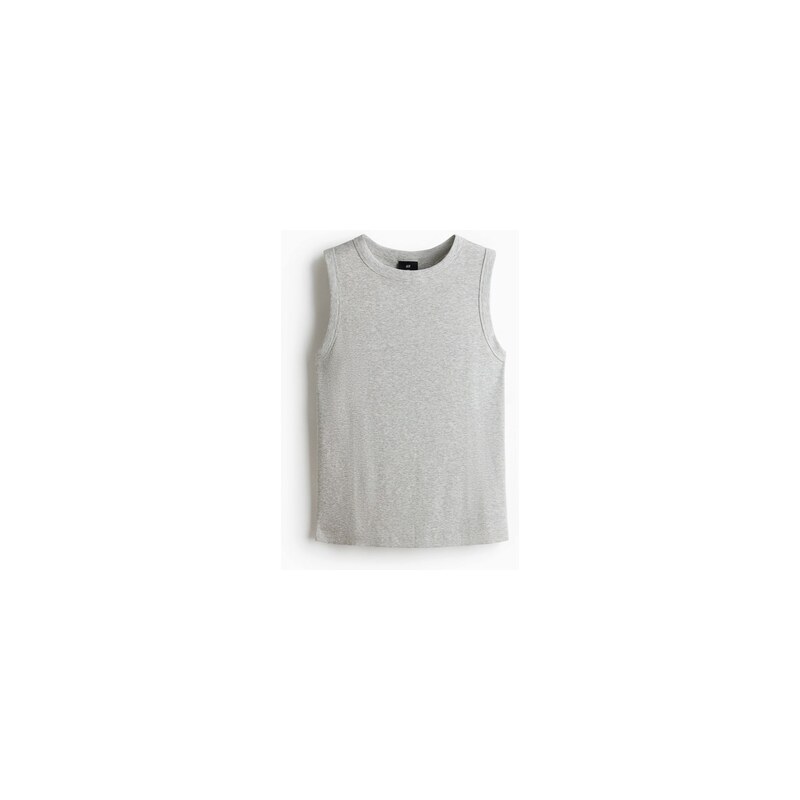 H&M - Žebrované tílko Slim Fit - Světle Šedý Melír