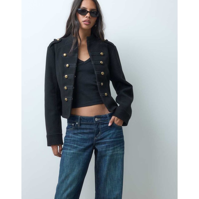 ASOS DESIGN button front formal utility jacket in black