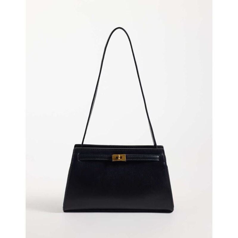 ASOS DESIGN lock detail shoulder bag in black