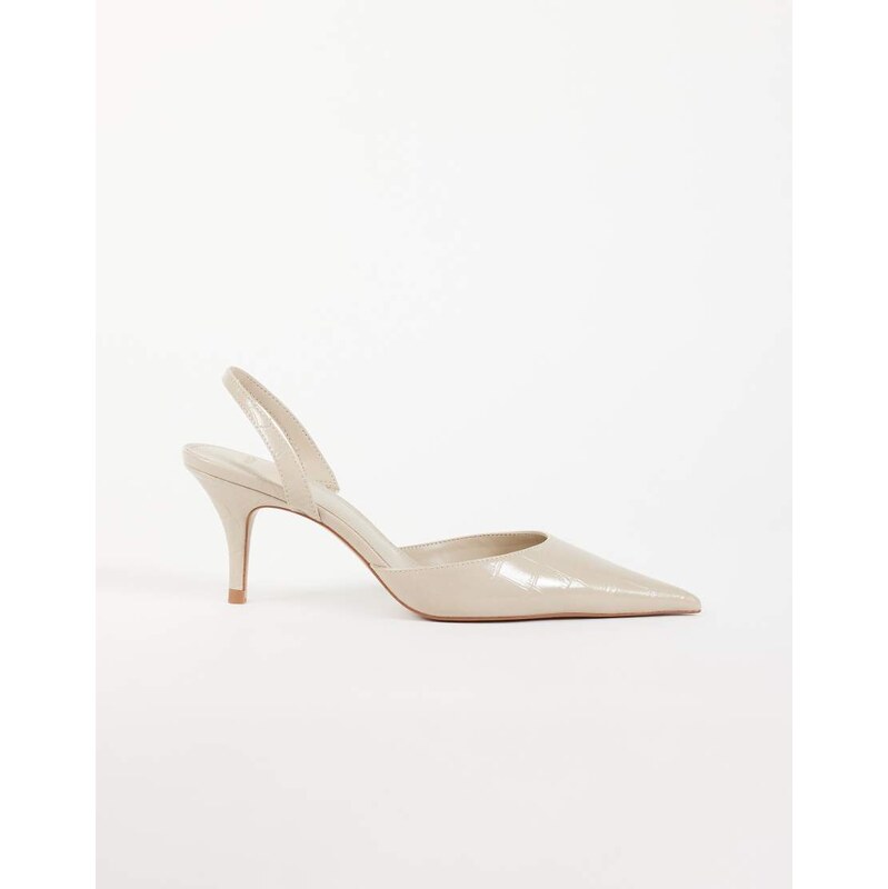 Mango heeled pointed slingback in ecru-Neutral