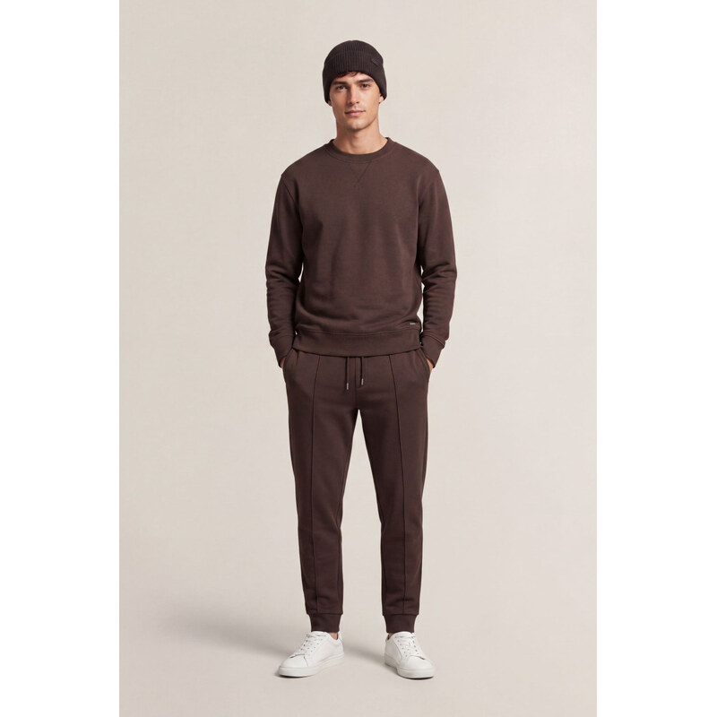 MIKINA GANT INTERLOCK SWEAT C-NECK BLACK BROWN