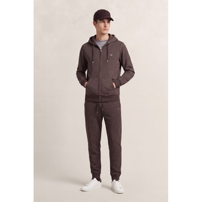 TEPLÁKY GANT REG SHIELD SWEATPANTS BLACK BROWN MELANGE