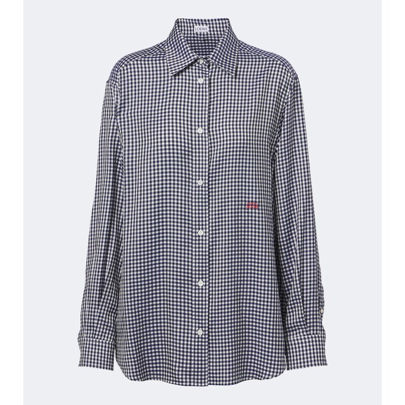 Loewe Double L gingham silk twill shirt