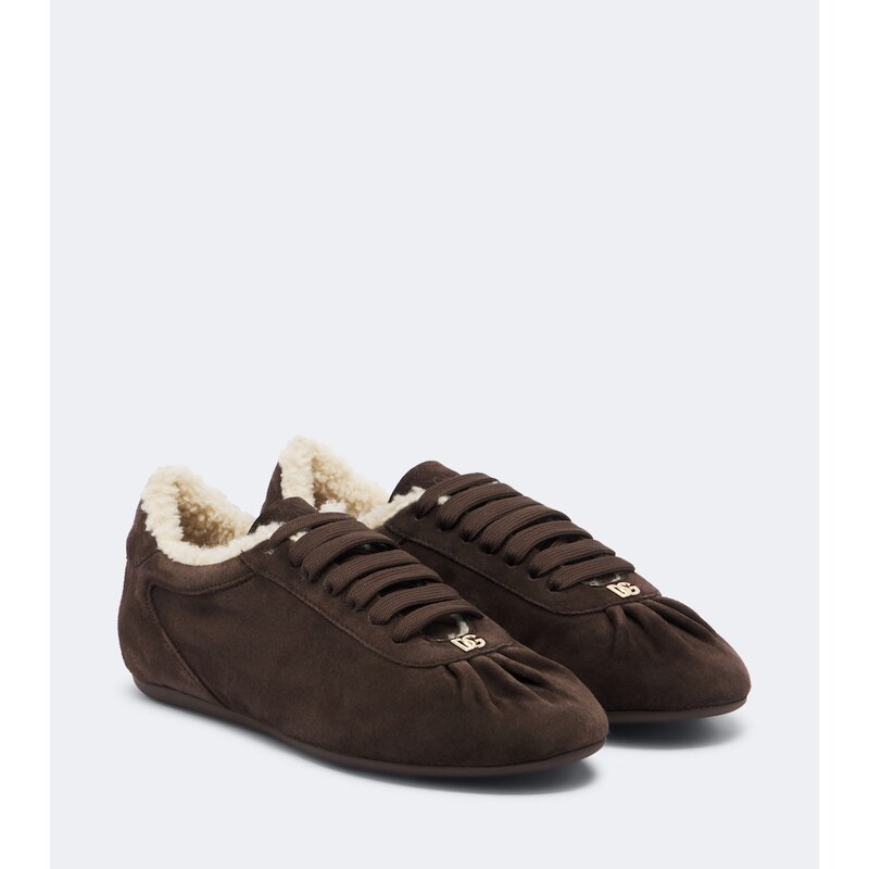 Dolce&Gabbana DG teddy-trimmed suede sneakers