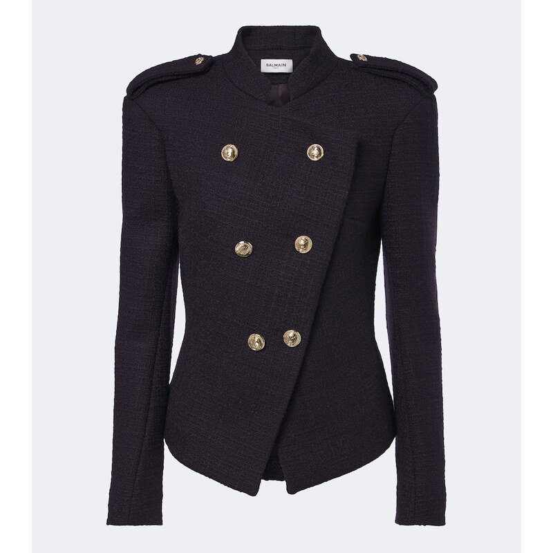 Balmain Double-breasted wool-blend tweed jacket
