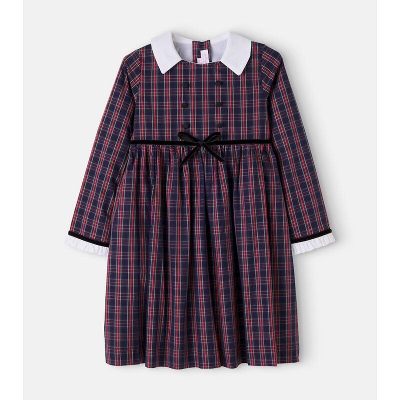 La Coqueta Florinda bow-detail checked cotton dress