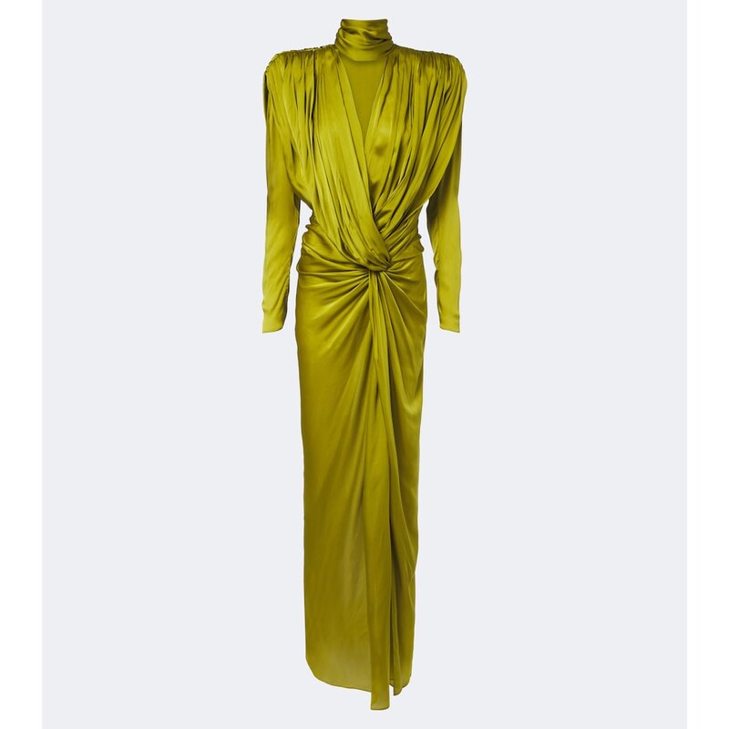Balmain Draped silk satin maxi dress