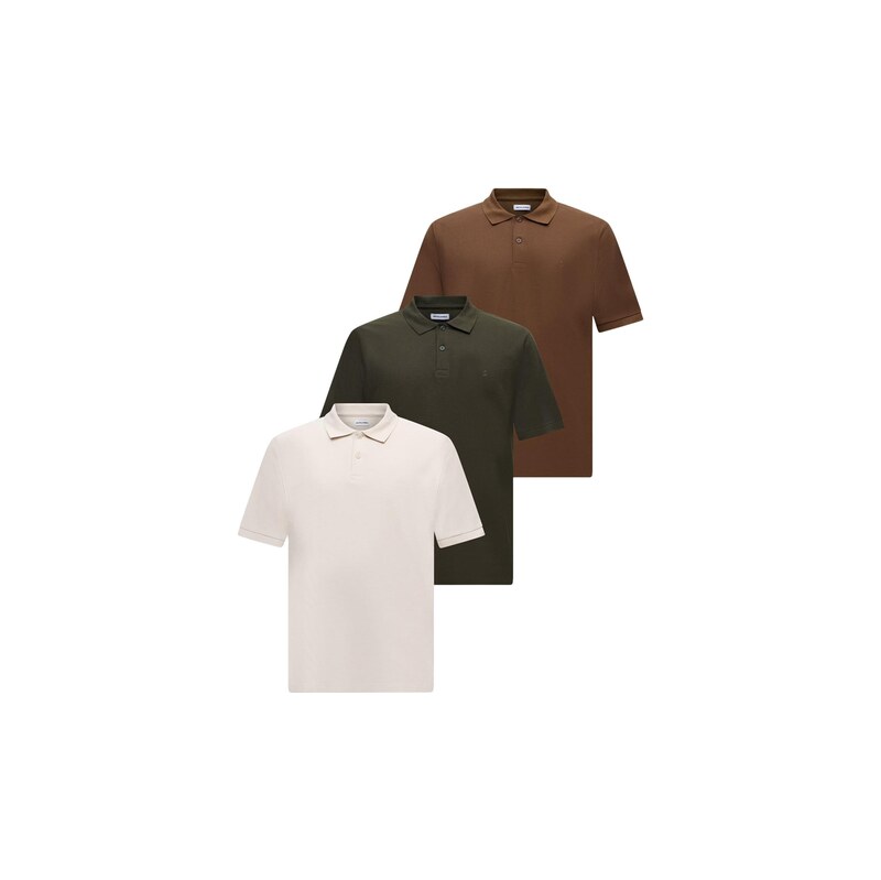 JACK & JONES Tričko JJEAUSTIN karamelová / tmavě zelená / bílá