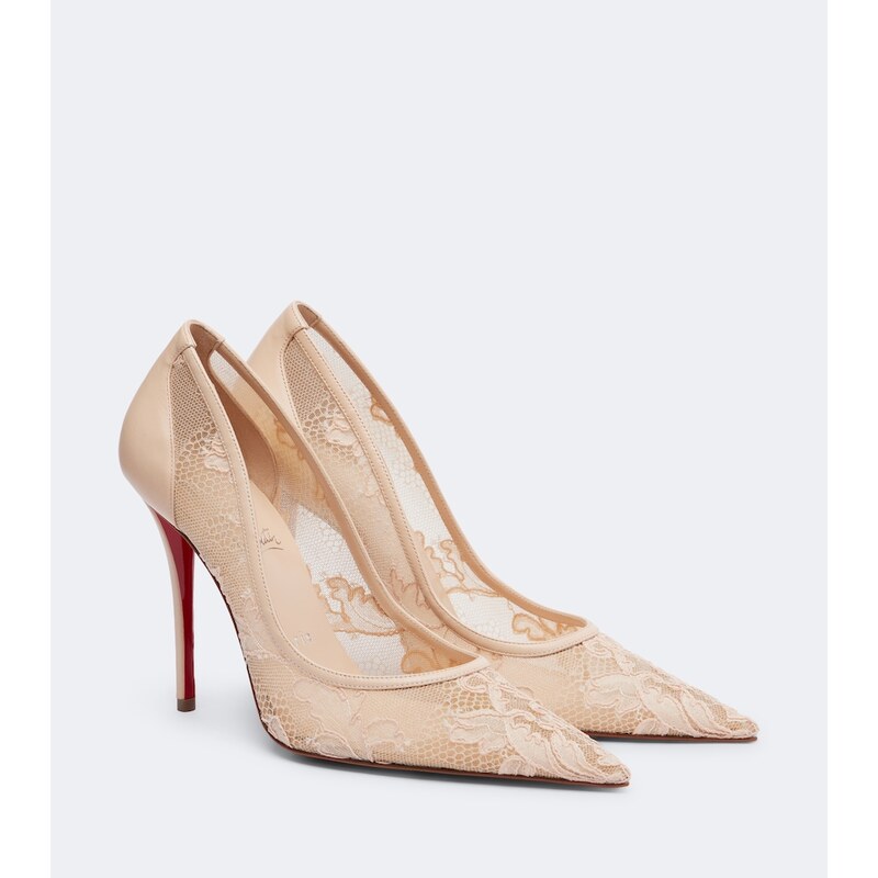 Christian Louboutin Miss Z leather-trimmed lace pumps