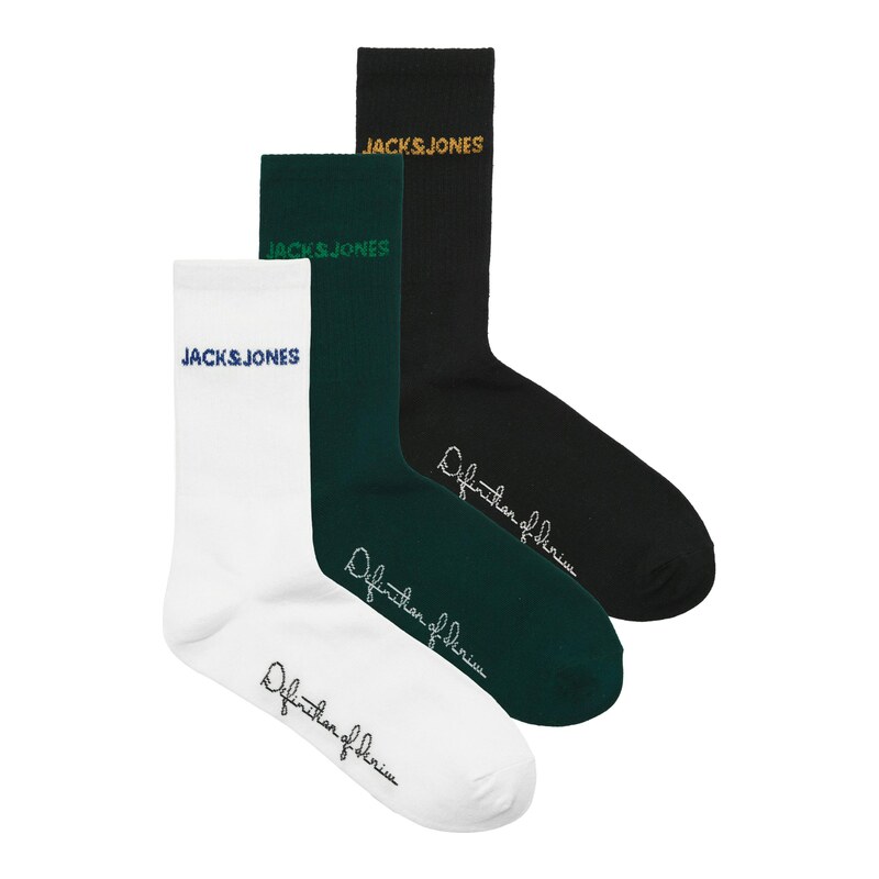 Jack & Jones Junior Ponožky JACBRUNO tmavě zelená / černá / bílá
