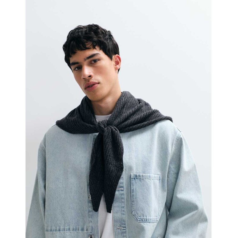 ASOS DESIGN rib triangle scarf in grey