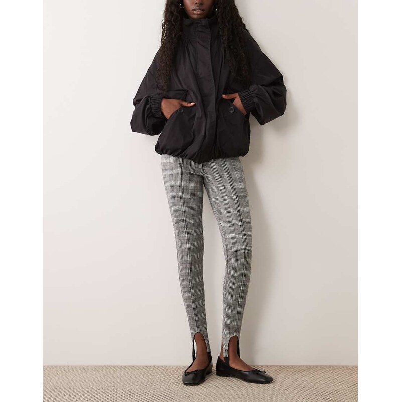 ASOS DESIGN skinny stirrup trouser in check print-Multi