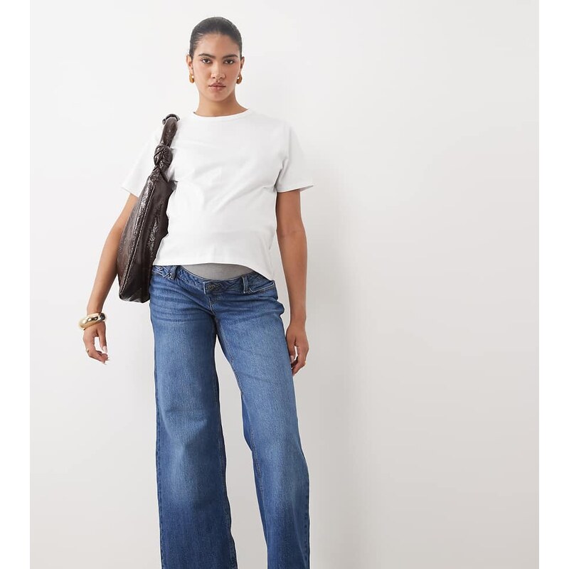 Mama.licious Mamalicious Maternity over the bump wide leg jeans