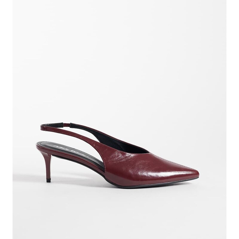Public Desire Wide Fit Lychee slingback kitten heel shoes in