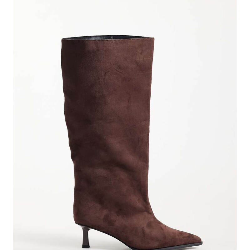 Public Desire Wide Fit Lola kitten heel knee boots in brown