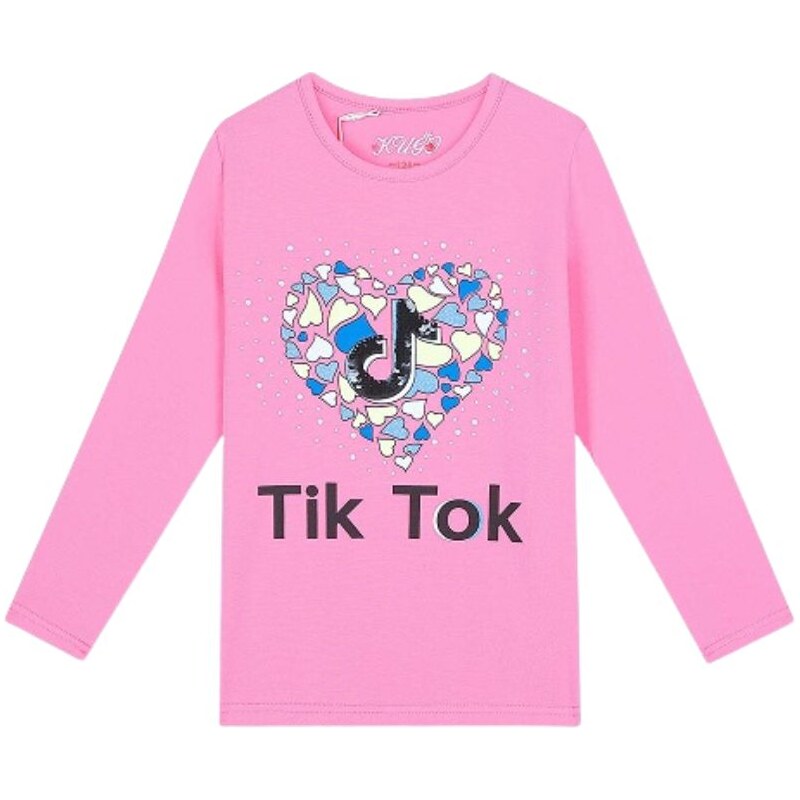 Kugo JC0701 Dívčí tričko Tik Tok růžová velikostní řada 116-146
