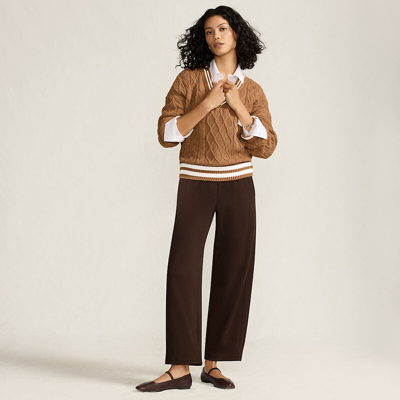 Sport Knit Barrel Leg Trousers, High Waisted, Women, size: XS,