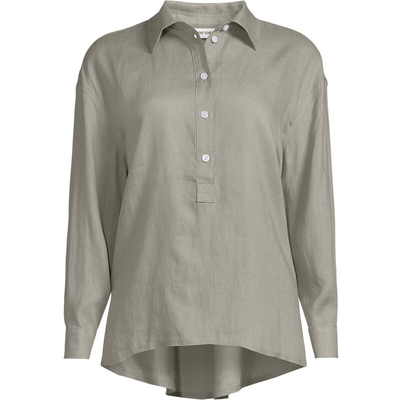 Premium Pure Linen Popover Blouse, Women, size: 14, petite,