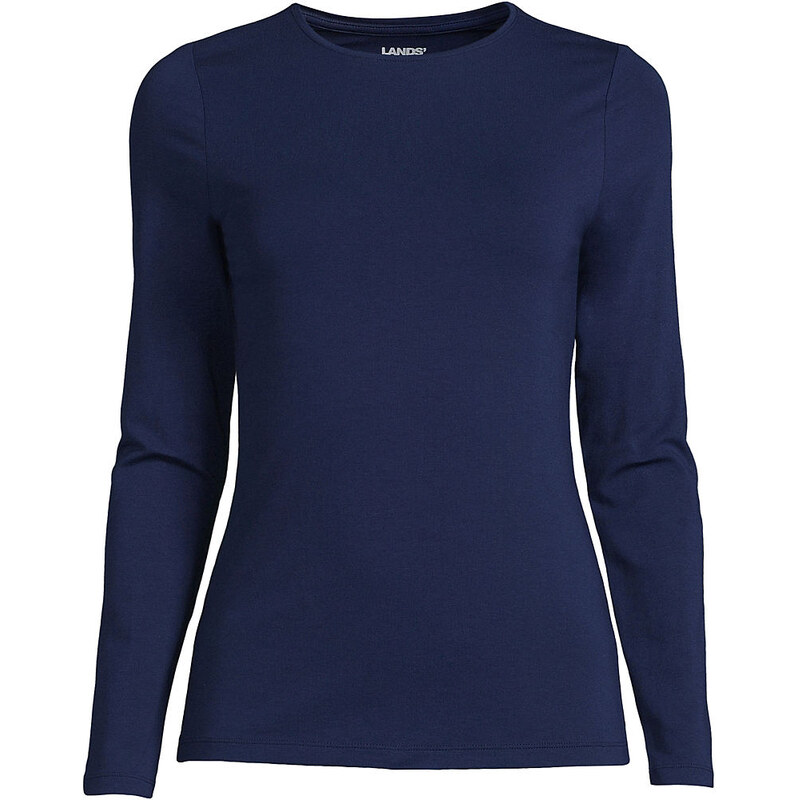 Cotton Modal Long Sleeve Crew Neck Top, Women, size: L, petite,
