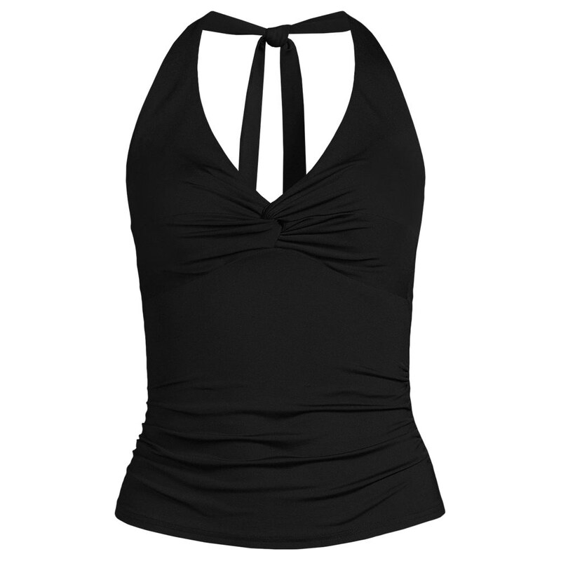 Knot Twist Halter Tankini Top, Women, size: 24, plus, Black,