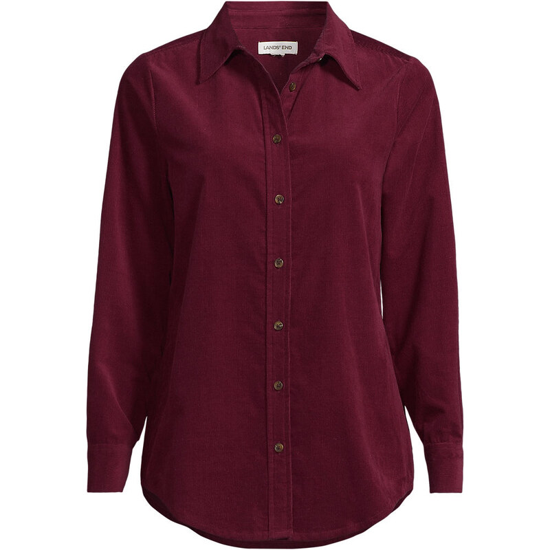 Long Sleeve Cord Shirt, Women, size: 3X, plus, Red, Cotton, by