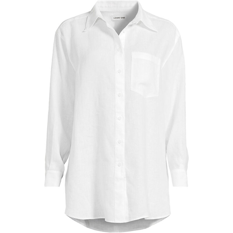 Premium Pure Linen Oversized Shirt, Women, size: L, petite,