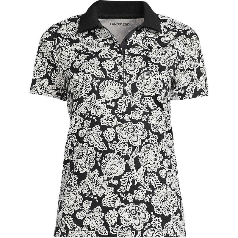 Short Sleeve Supima Polo Shirt, Women, size: XL, regular, Black,