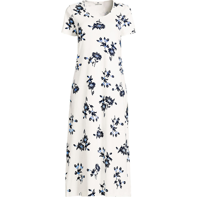Short Sleeve Mid Calf Pure Cotton Nightdress, Women, size: 1X,