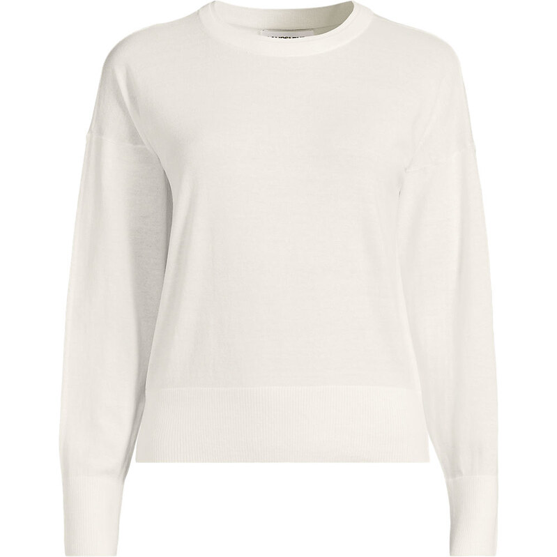 Double Trim Cotton Jumper, Women, size: 1X, plus, Ivory, Cotton,