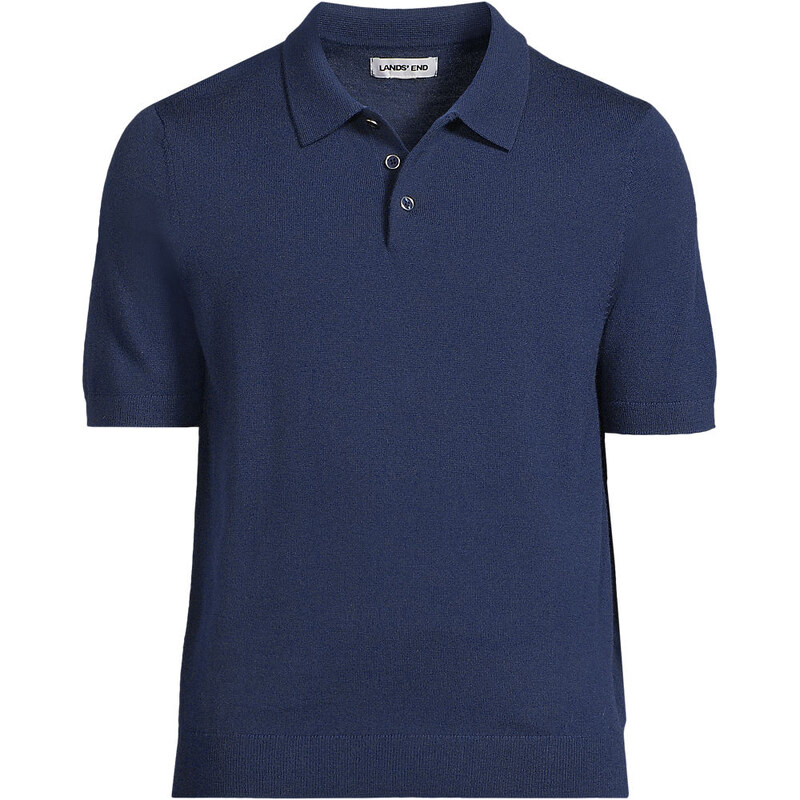 Pure Merino Wool Polo Shirt, Men, size: M, regular, Blue, Wool,