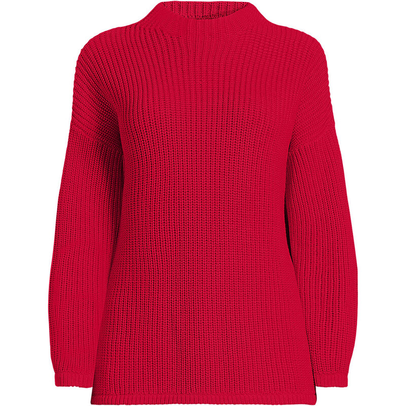 Ribbed Knit Funnel Neck Jumper, Women, size: L, petite, Red,