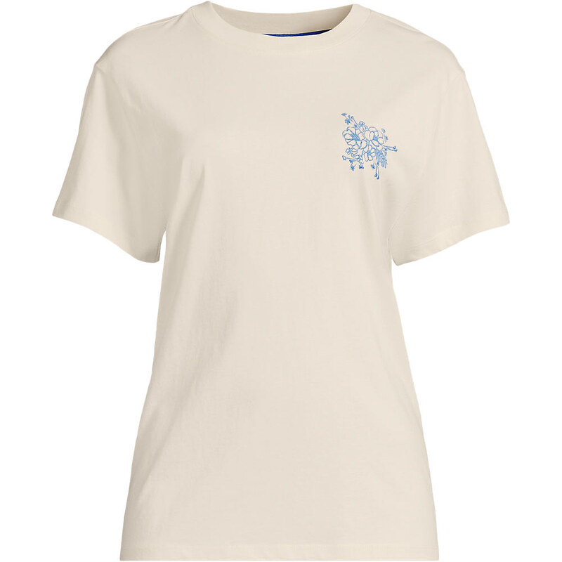 Cotton Crew Neck Graphic Tee, Women, size: 3X, plus, Ivory,