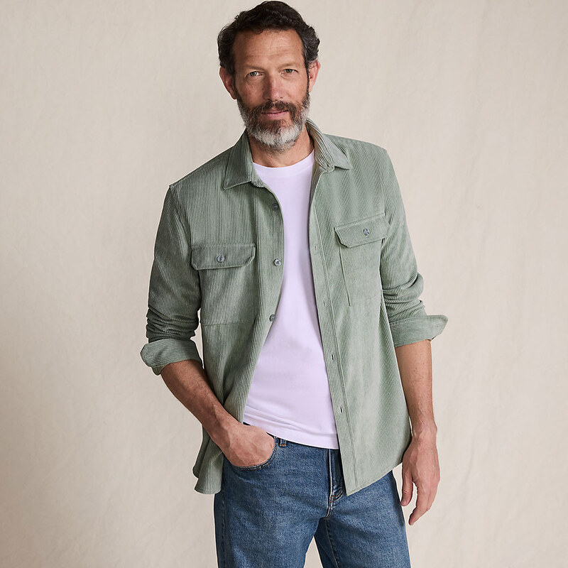 Corduroy Shirt, Men, size: XL, regular, Green, by Lands End