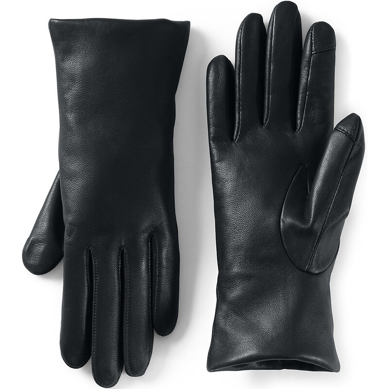 Cashmere Lined Touchscreen Leather Gloves, Women, size: L,