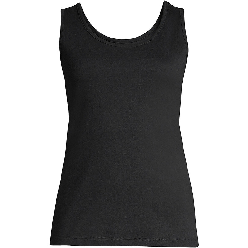 Cotton Vest Top, Women, size: L, petite, Black, Cotton, by Lands