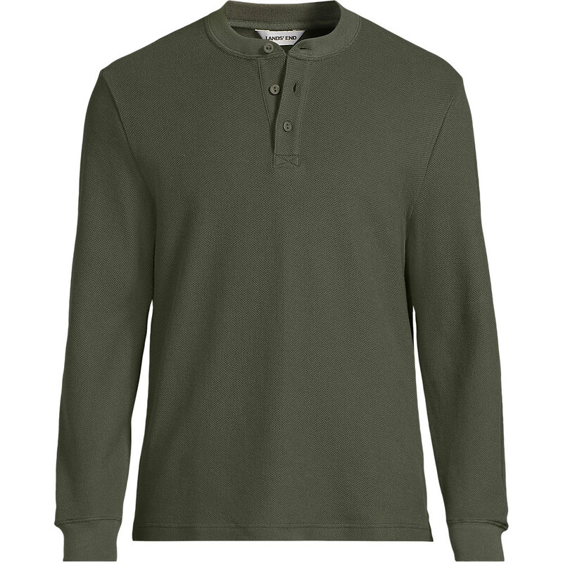 Long Sleeve Piqué Henley T-shirt, Men, size: XXL, regular, Green