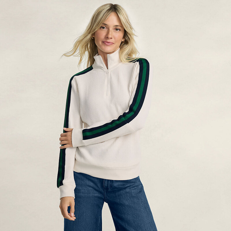 Waffle Quarter Zip Pullover, Women, size: XS, regular, Ivory,